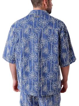 Camisa Project x Paris Candide Idylle flores azul para homem.