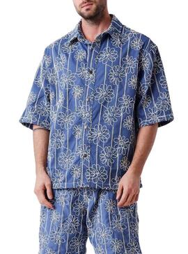 Camisa Project x Paris Candide Idylle flores azul para homem.