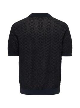 Camisa Polo Only and Sons Tristan azul marinho para homem.