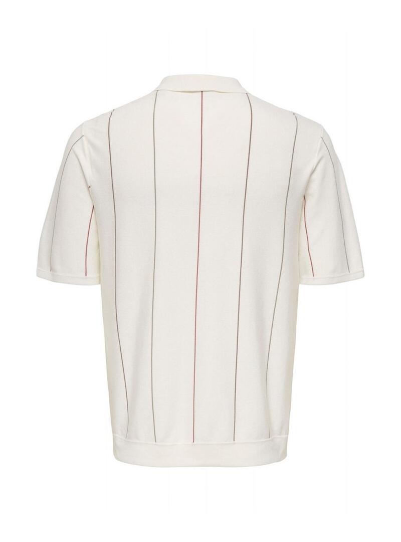 Polo Only and Sons Wyler com estampa de riscas bege para homem.