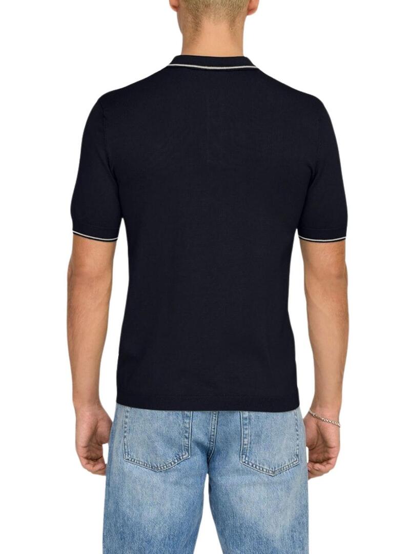 Camisa Polo Only and Sons Wyler azul marinho para homens.