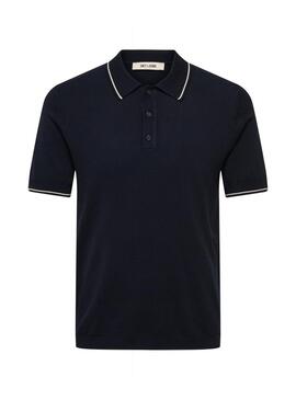 Camisa Polo Only and Sons Wyler azul marinho para homens.