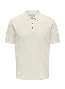 Camisa Polo Only and Sons Moon beige para homem.