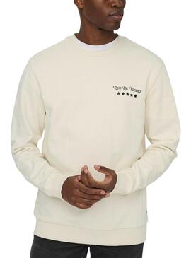 Moletom Only and Sons Cesc bege para homem.