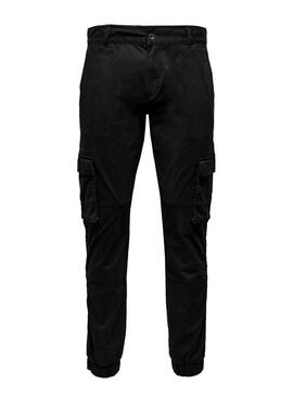 Calça Only and Sons Cam cargo preta para homem