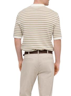Camisa polo listrada bege da marca Only and Sons para homem.