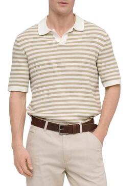 Camisa polo listrada bege da marca Only and Sons para homem.