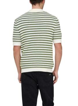 Polo Only and Sons listrado verde para homem.