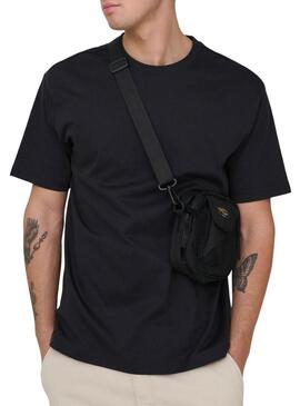 Camiseta Only and Sons Fred preta para homem.