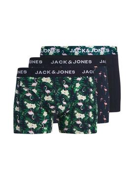 Pack cuecas Jack and Jones Flamingo flores para homens