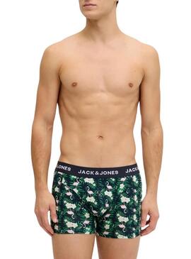 Pack cuecas Jack and Jones Flamingo flores para homens