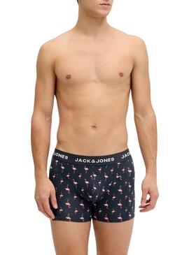 Pack cuecas Jack and Jones Flamingo flores para homens