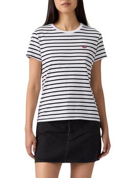 Camiseta Levis Emily listrada azul para mulher.