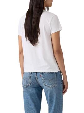 Camiseta Levis Perfect logo floral branca para mulher