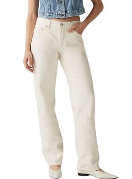 Calça jeans Levis 501 90S bege para mulher