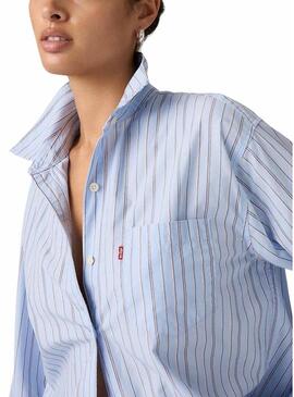 Camisa Levis Harlie listras azul para mulher