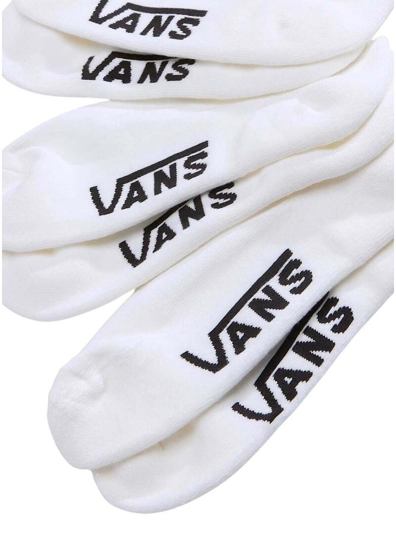 Meias Vans Classic Kick 3 pares branco para mulher e homem