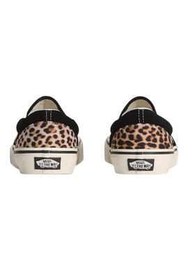 Sapatilhas Vans Classic Slip-On leopardo preto para mulher.