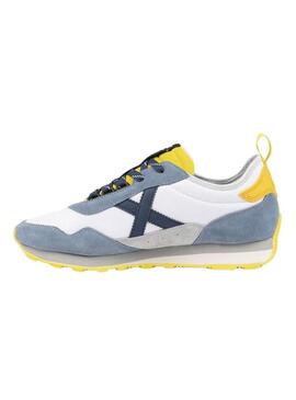 Sapatilhas Munich UM 91 branco e azul para homem.