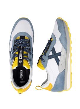 Sapatilhas Munich UM 91 branco e azul para homem.