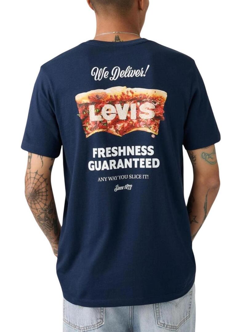 Camiseta Levi's Pizza azul marinho para homem.