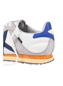 Sapatilhas Munich Massana Classic branco e azul para homem.
