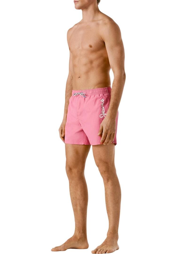 Shorts de banho Pepe Jeans rosa com logotipo para homem
