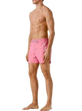Shorts de banho Pepe Jeans rosa com logotipo para homem