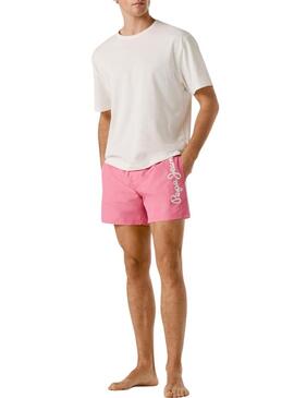 Shorts de banho Pepe Jeans rosa com logotipo para homem
