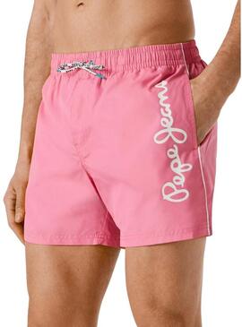 Shorts de banho Pepe Jeans rosa com logotipo para homem