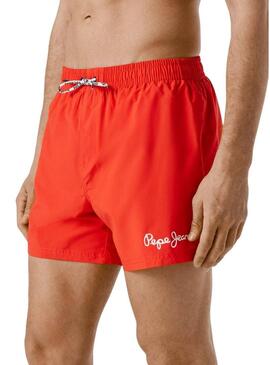 Calção de banho Pepe Jeans Solid vermelho para homem