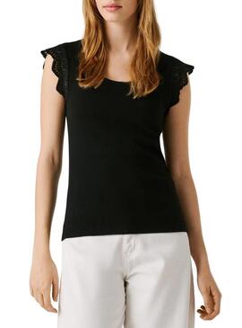 Camiseta Pepe Jeans Mireya preta para mulher.