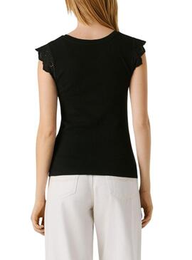 Camiseta Pepe Jeans Mireya preta para mulher.