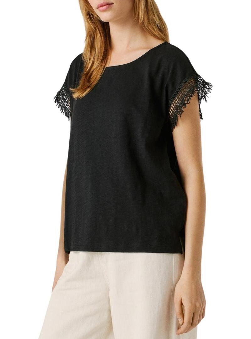 Camiseta Pepe Jeans Nain preta para mulher.