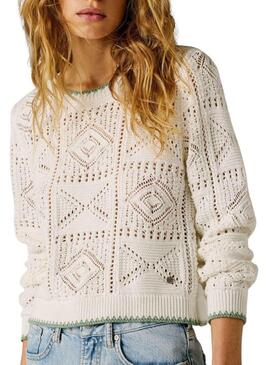 Camisola Pepe Jeans Kas branca para mulher.