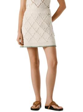 Saia Pepe Jeans Kaira branca para mulher.