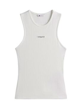 Top Tommy Jeans Script Label branco para mulher