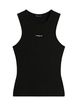 Top Tommy Jeans Script Label preto para mulher