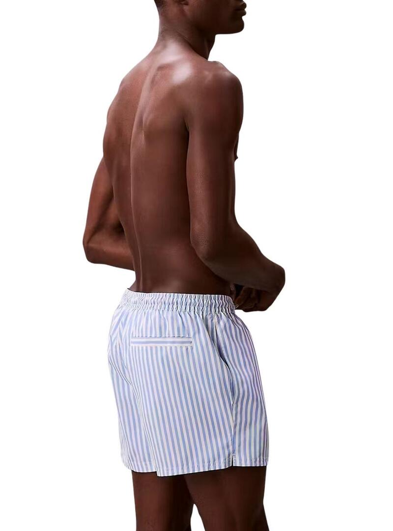 Calção Calvin Klein Jeans Penny Stripe azul para homem.