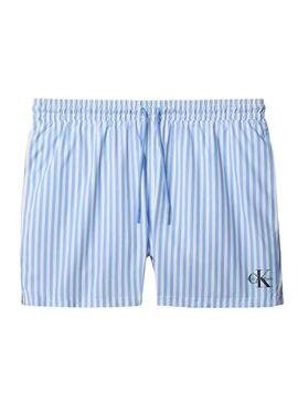 Calção Calvin Klein Jeans Penny Stripe azul para homem.