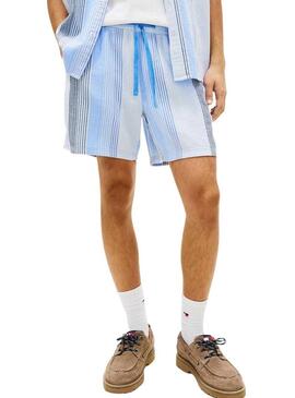 Bermudas Tommy Jeans Stripe azul para homem.
