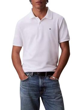 Camisa polo Calvin Klein Jeans Monogram branca para homem.