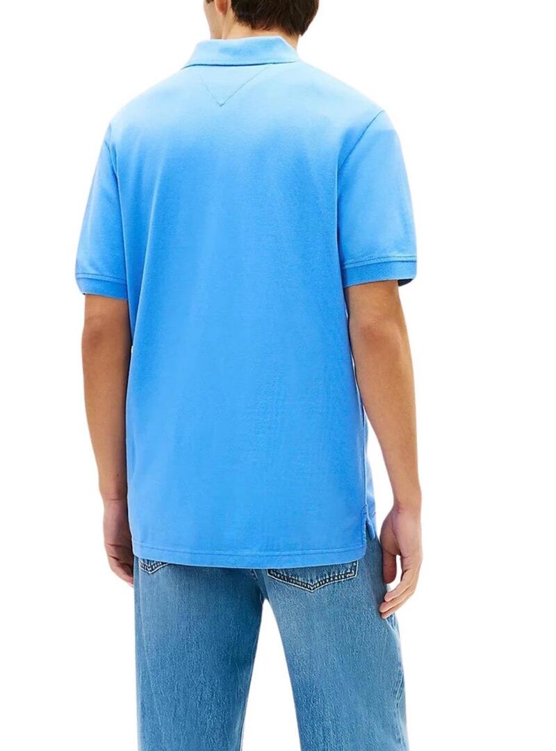 Camisa polo Tommy Jeans básica azul celeste para homens