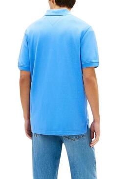 Camisa polo Tommy Jeans básica azul celeste para homens