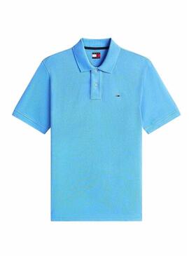 Camisa polo Tommy Jeans básica azul celeste para homens