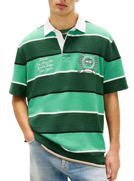 Camisa de polo Tommy Jeans Rugby verde para homem