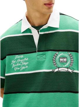 Camisa de polo Tommy Jeans Rugby verde para homem