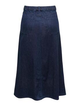 Saia de brim Only Mindy midi lavagem escura para mulher.