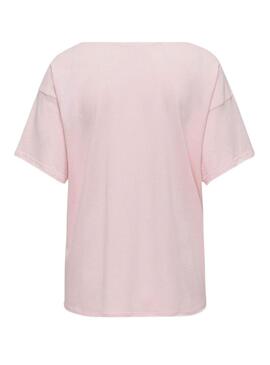 Camiseta Only Rolling Stones rosa para mulher