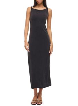 Vestido Vila Modala preto para mulher.